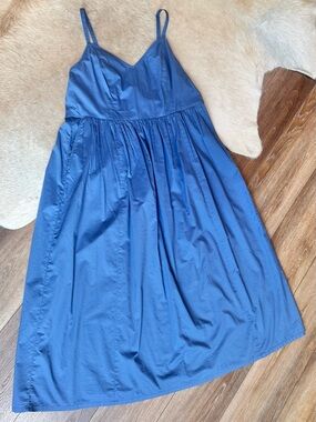 Old Navy Fit and Flare Sleeveless Katherine Blue Midi with Pockets M